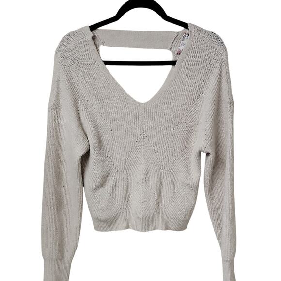 Pink Rose V Neck Open Back Detail Soft Knit Sweater Womens Size XS NWT - Picture 1 of 13